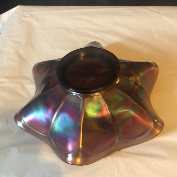 Carnival glass: outstanding grape & vine motif in mint condition; scalloped - Picture 10 of 10